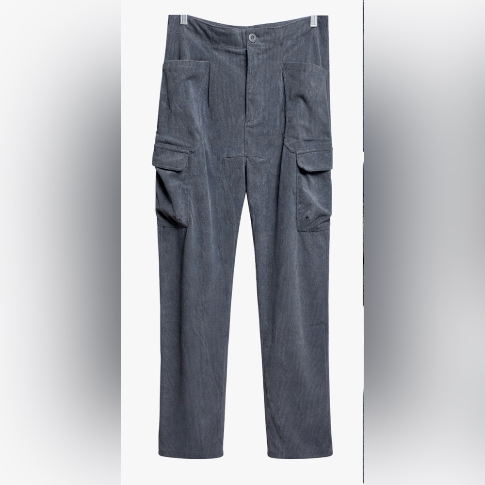 Halara Ribbed Straight Leg Cargo Pants – Medium – Blue Gray – NWT Womens